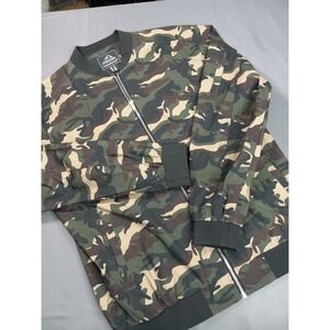 Outdoor Jacket‎ Camo Bomber Jacket Mens XL Green Camouflage Full Zip Lightweight